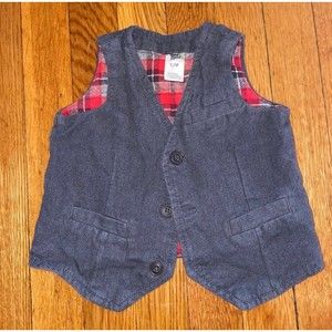 5/$25 Oshkosh baby boy gray and plaid vest